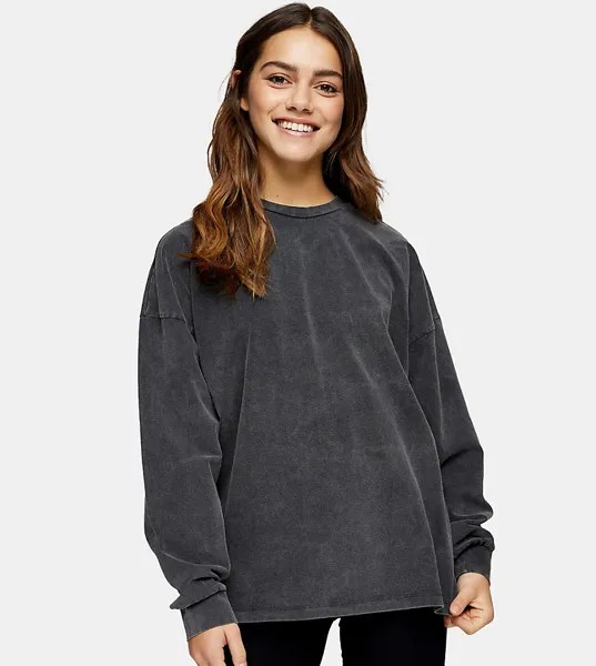 Темно-серый выбеленный лонгслив Topshop Petite-Многоцветный