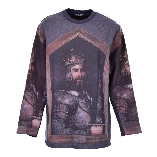 Dolce - Gabbana Oversize Свитер Knight King Пуловер из натуральной шерсти Серый 07309