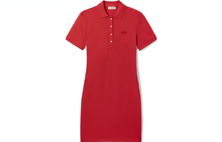 Платье с короткими рукавами женское оранжевое Lacoste