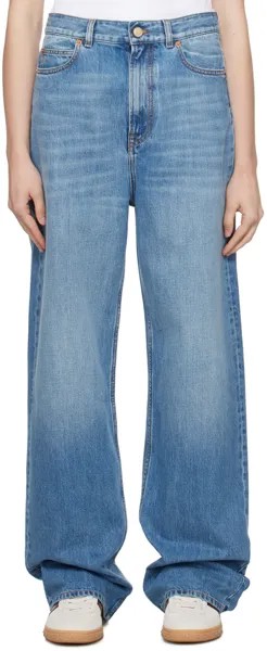 Синие потертые джинсы Valentino, цвет Denim blu lav