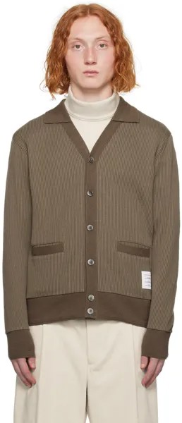 Thom Browne Коричневый кардиган с нашивками