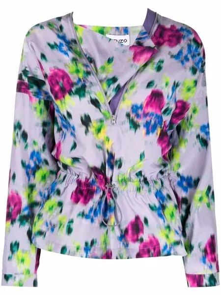 Kenzo floral drawcord blouse