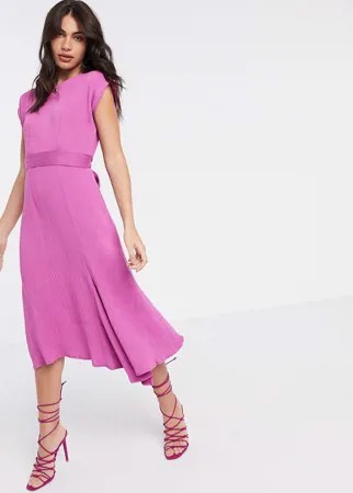 Розовое платье миди с рукавами-кимоно и асимметричным краем Closet London-Фиолетовый