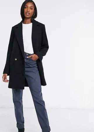 Черное пальто бойфренда ASOS DESIGN Tall-Черный цвет