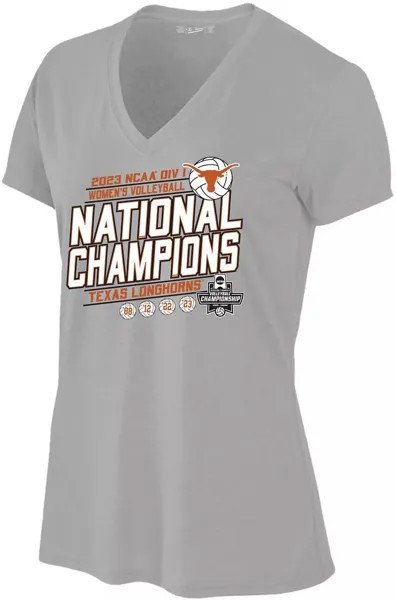 Оригинальная женская футболка Retro Brand 2023 NCAA с чемпионами по волейболу Texas Longhorns