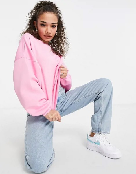 Розовый oversized-свитшот в крупный рубчик ASOS DESIGN