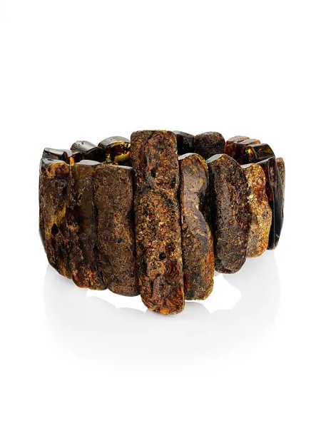Эффектный браслет для женщин и мужчин из натурального текстурного янтаря «Помпеи»