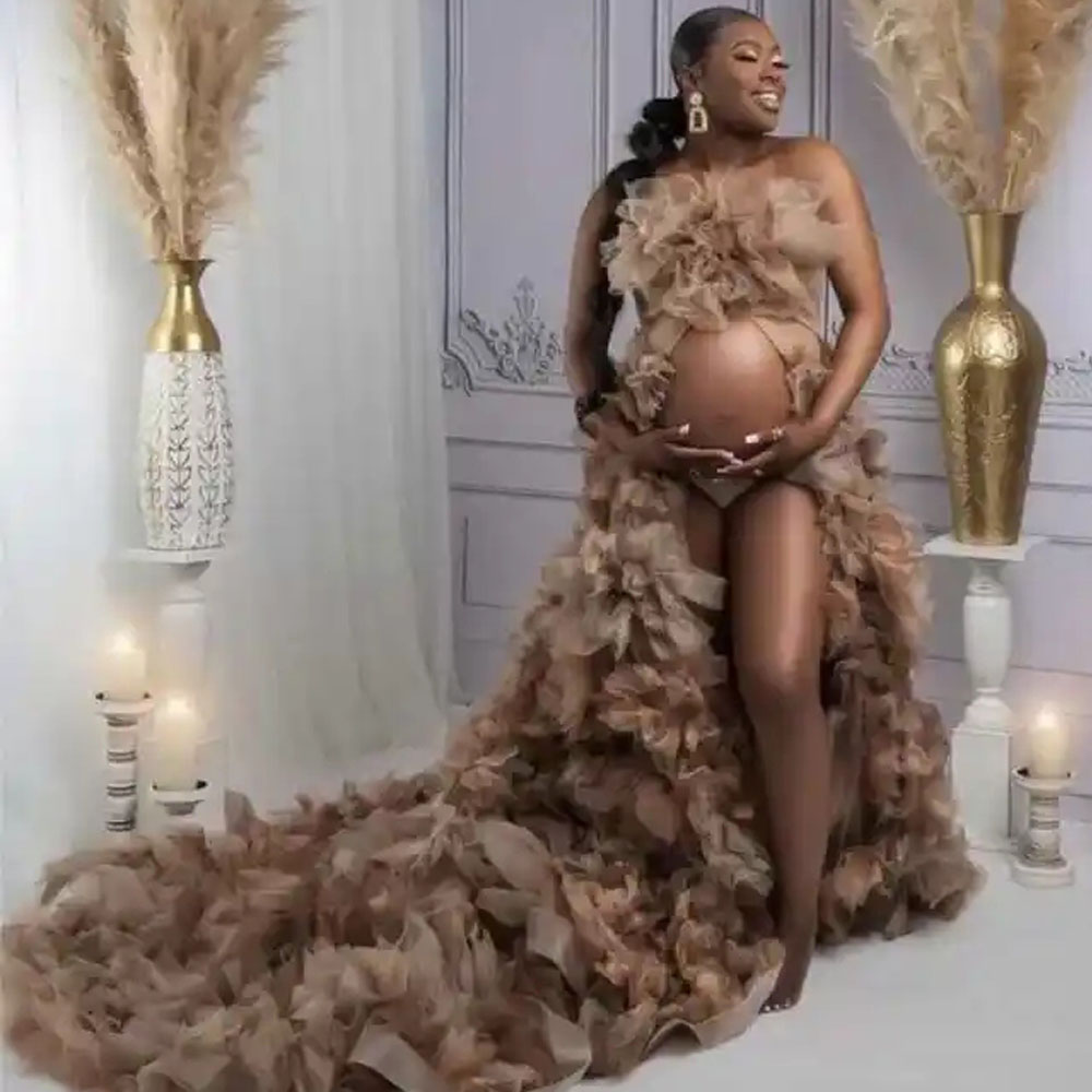 Роскошные платья для беременных с оборками для фотосъемки 3d платье для беременных Nova мама юбка афроамериканский пушистый