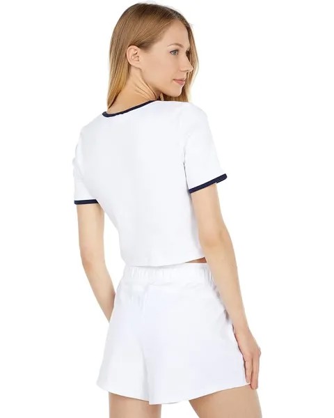 Топ Fila Perla Short Sleeve Crop Top, цвет White/Peacoat