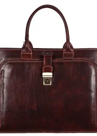 Сумка  саквояж Mia Donna, фактура гладкая, коричневый