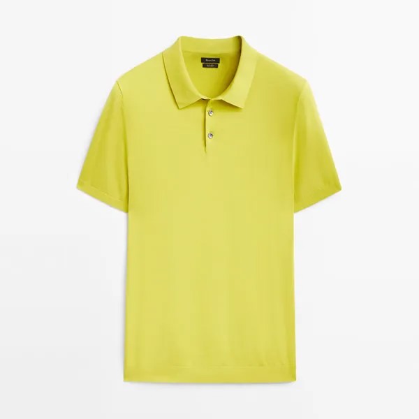 Поло Massimo Dutti Short Sleeve Cotton Sweater, лимонный