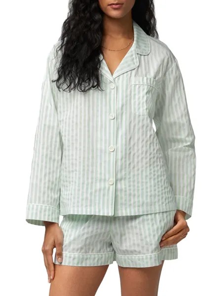 Полосатая пижама-боксер с длинными рукавами BedHead Pajamas, мятный