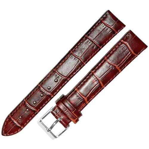 Ремешок 1805-01-6-2 ДП Kroko Рыжий коричневый кожаный ремень 18 мм для часов наручных длинный из кожи натуральной удлиненный