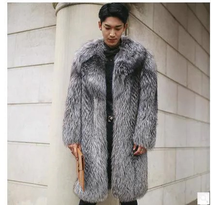 Мужская длинная куртка из искусственного лисьего меха, повседневная осенне-зимняя мужская шуба из искусственного меха, модель Cj70, 6XL