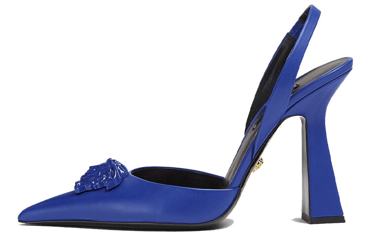 Туфли на высоком каблуке La Medusa женские, синие Versace