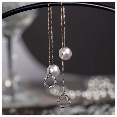 Серьги цепочки Queen Fair, пластик, белый, серебряный