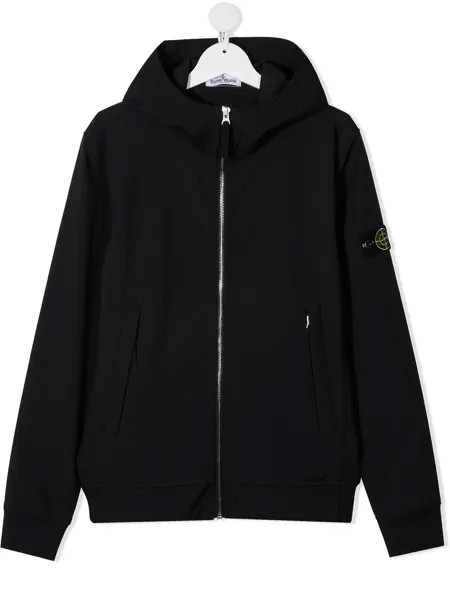 Stone Island Junior худи на молнии с нашивкой-логотипом