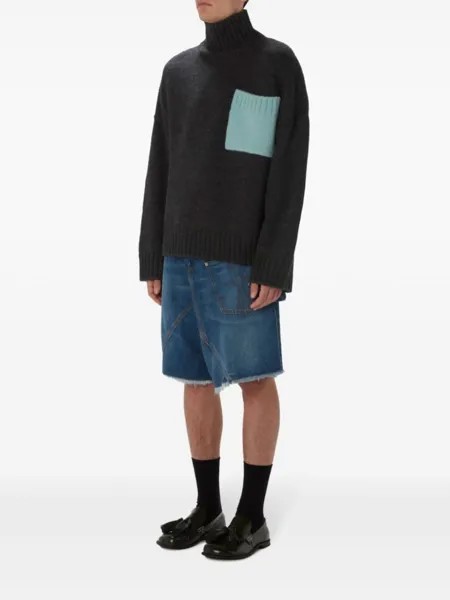 JW Anderson джемпер с приспущенными плечами и высоким воротником, серый