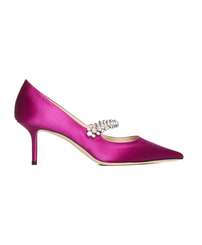Атласные туфли на шпильке украшенные кристаллами Jimmy Choo, розовый