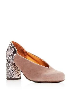 CHIE MIHARA Женские коричневые кожаные туфли-лодочки без шнуровки с круглым носком на блочном каблуке 39