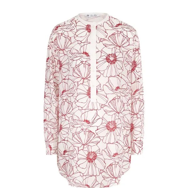 Удлиненная шелковая блуза с принтом Loro Piana