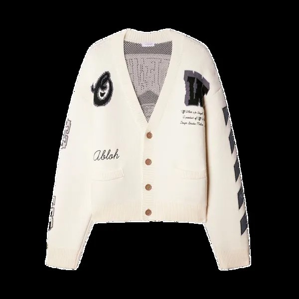 Кардиган Off-White Varsity Knit 'Cream/Black', белый