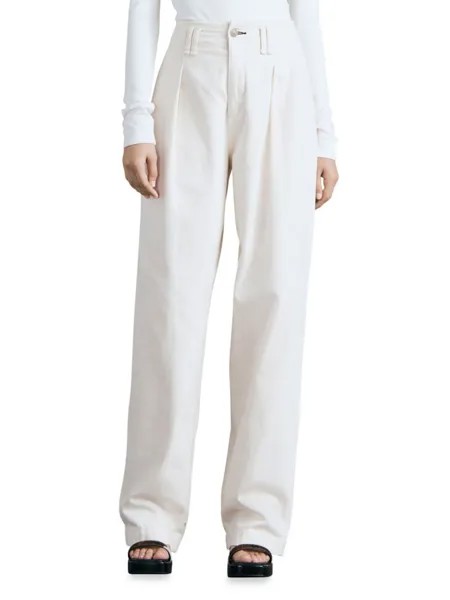Плиссированные брюки с высокой посадкой Rag & Bone, цвет Ecru
