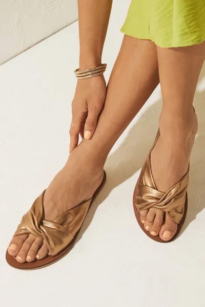 Кожаные сандалии-мюли Forever Comfort с декоративной отделкой Next, коричневый