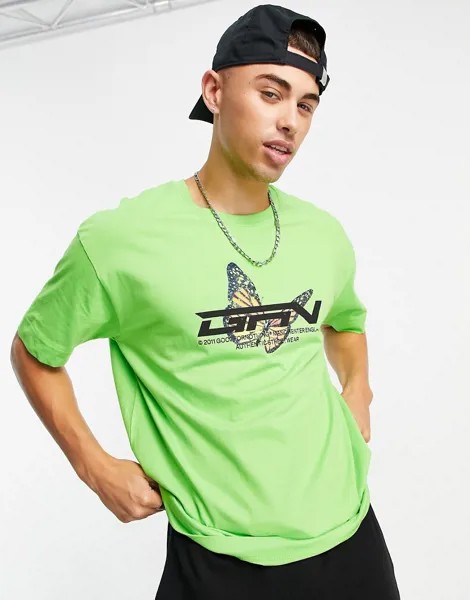 Зеленая oversized-футболка с принтом бабочки Good For Nothing-Зеленый цвет