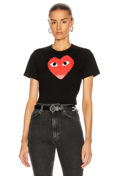 Футболка Comme des Garçons Cotton With Red Emblem, черный