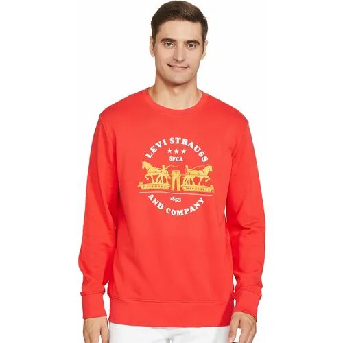 Свитшот Levi's LOGO PRINT CREW-NECK SWEATSHIRT, размер S, , красный/оранжевый