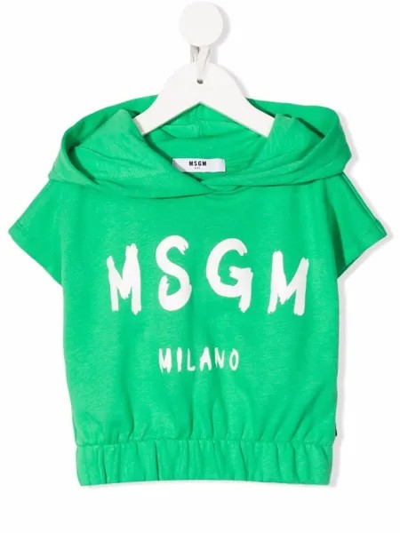 MSGM Kids укороченное худи с логотипом