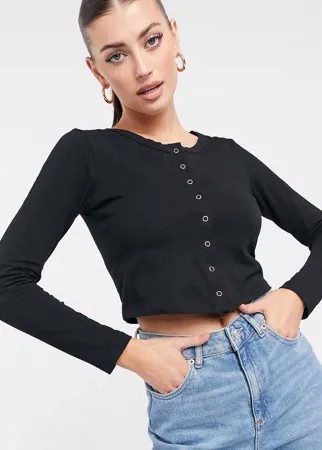 Черный приталенный кардиган с кнопками ASOS DESIGN-Черный цвет