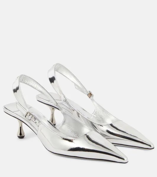 Туфли amel из металлизированной кожи с пяткой на пятке Jimmy Choo, серебряный