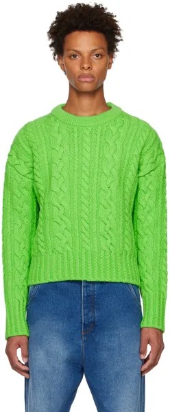 Зеленый свитер с круглым вырезом AMI Alexandre Mattiussi