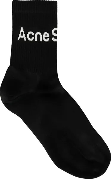 Носки Acne Studios Ribbed Logo 'Black/Ivory', черный