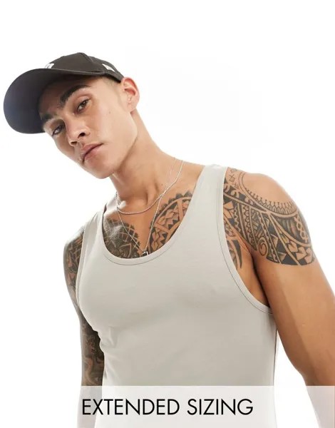 Приталенная майка цвета камня ASOS DESIGN