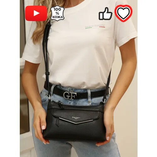Сумка  кросс-боди GIORGIO FERRETTI, фактура зернистая, черный