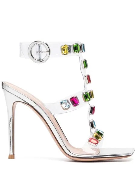Gianvito Rossi босоножки с кристаллами, серебристый