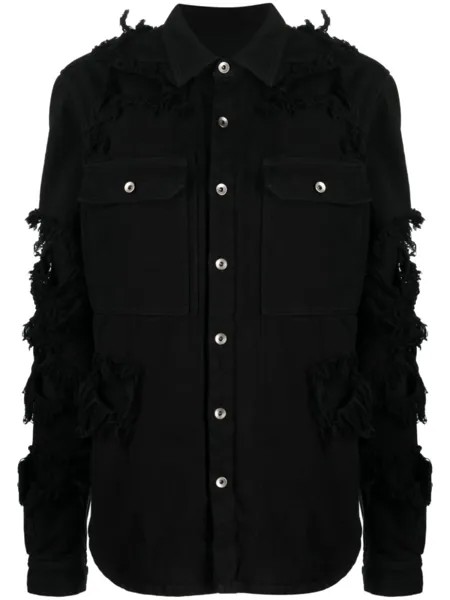 Rick Owens DRKSHDW джинсовая куртка с бахромой, черный