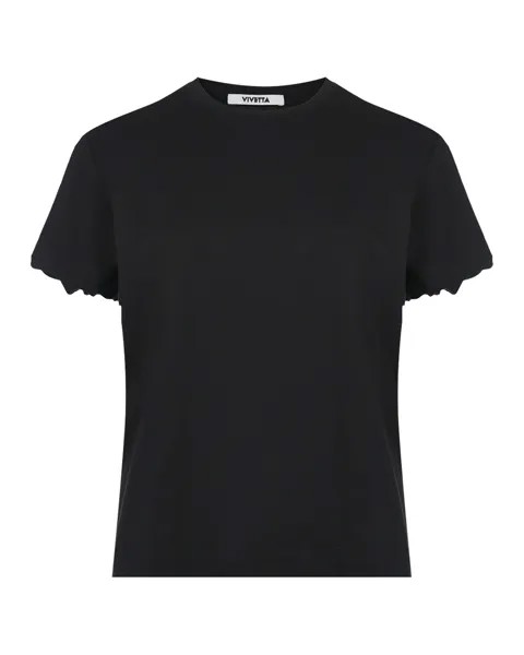 Черная футболка с фигурным срезом на рукавах Vivetta