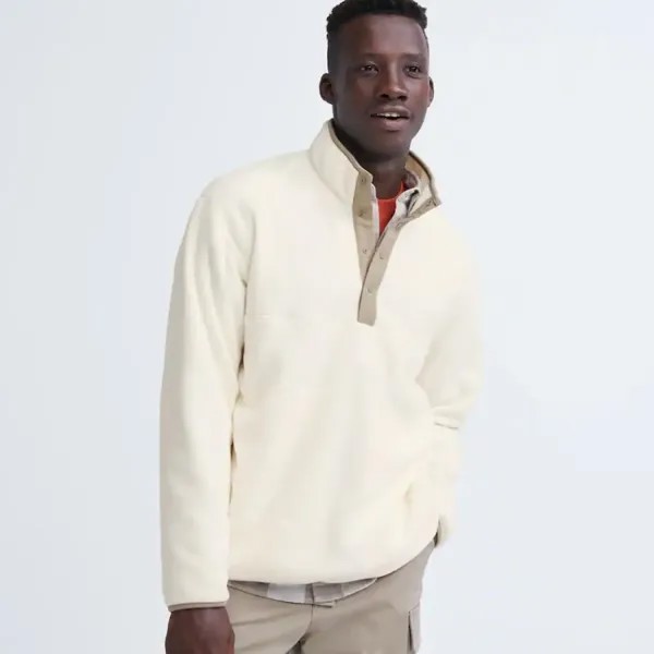 Свитер Uniqlo Fleece Button-up, молочно-белый