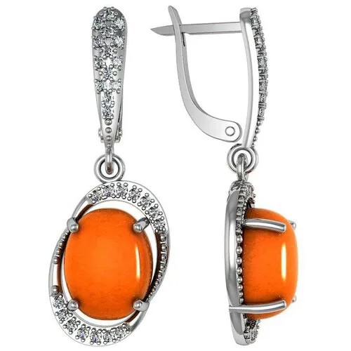 Серьги с сердоликами и фианитами из серебра 361430-FA11SR