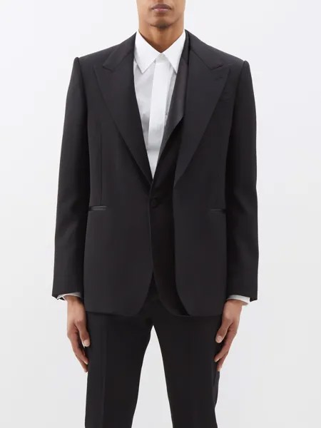 Пиджак grain de poudre с атласной отделкой Alexander McQueen, черный
