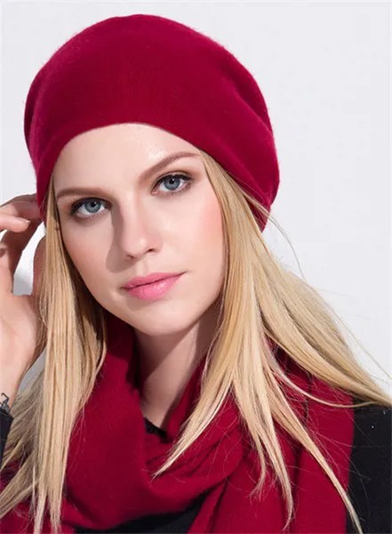 2018 Новая мода 100% козья кашемировая женская шляпа большого размера плотная вязаная шапочка бежевый молочный белый 7 цветов ЕС/L(58-60 см)
