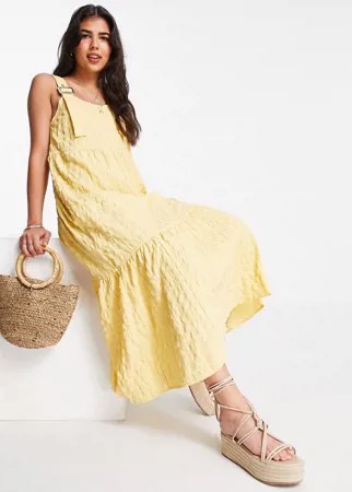 Желтый сарафан миди из фактурной ткани ASOS DESIGN