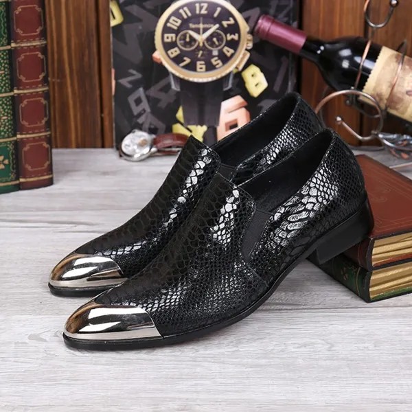 Мужские деловые туфли-оксфорды chaussure homme, черные туфли из крокодиловой кожи с круглым носком, золотистые броги на плоской подошве для весны и лета