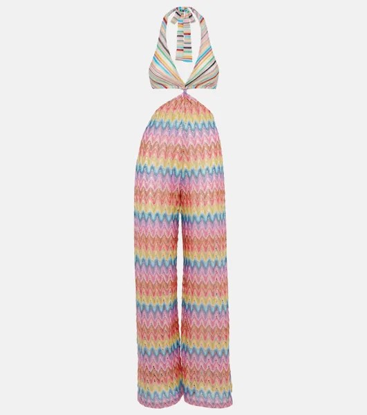 Комбинезон из хлопковой ткани с зигзагом и ламе Missoni, мультиколор