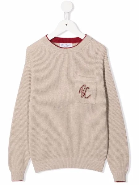 Brunello Cucinelli Kids джемпер в рубчик с круглым вырезом