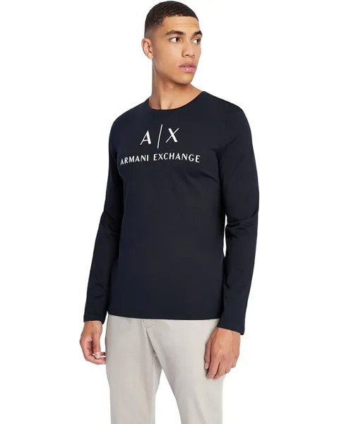 Футболка Armani Exchange AX Logo Long Sleeve, темно-синий